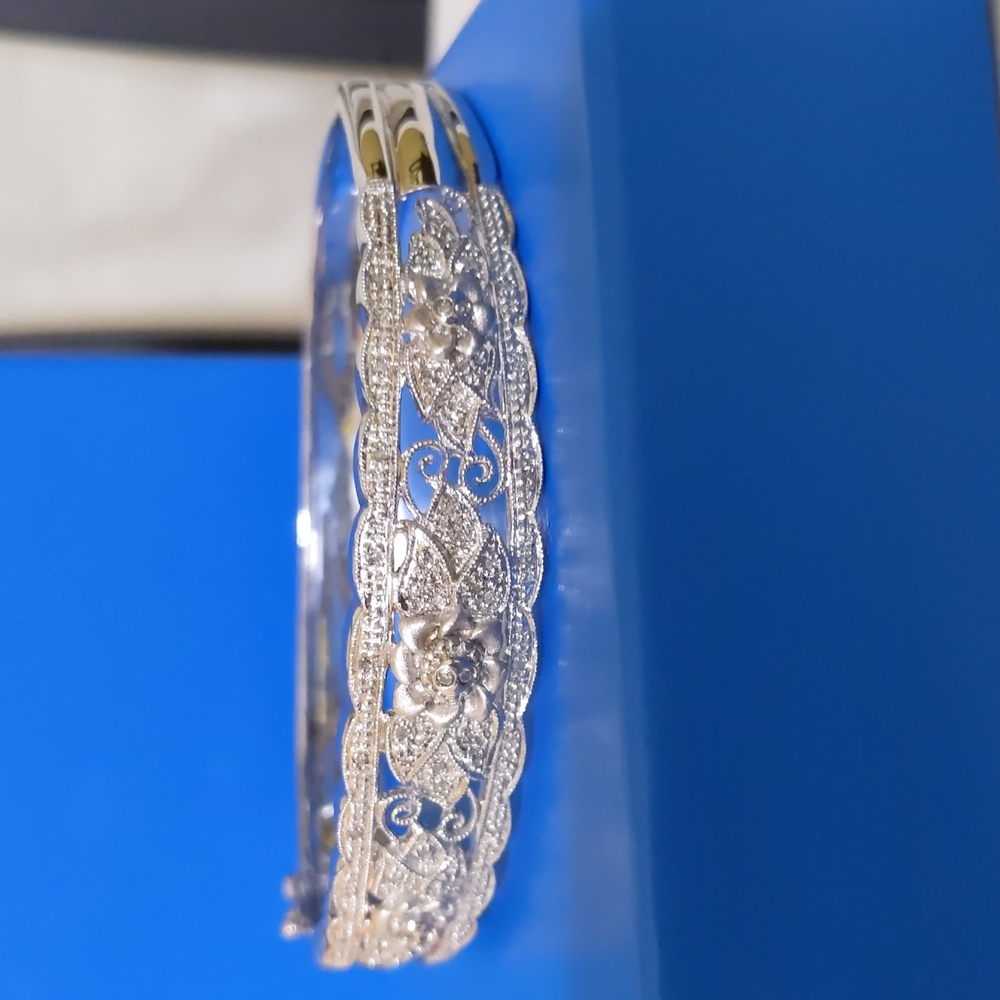 Vintage art deco style ssl/diamond accent bracelet